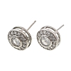 Flat Round Brass Micro Pave Clear Cubic Zirconia Stud Earrings EJEW-H180-13P-4
