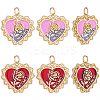 6Pcs 2 Colors Mother's Day Brass Enamel Pendants KK-BBC0029-28-1