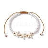 Starfish Synthetic Turquoise & Glass Seed Braided Bead Bracelets BJEW-JB10312-03-1