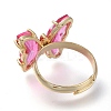 Adjustable Brass Glass Finger Rings RJEW-P148-A01-14-3