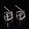 Rhodium Plated 925 Sterling Silver Stud Earring Findings STER-F048-28P-5