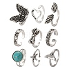 9Pcs 9 Style Adjustable Alloy Finger Rings RJEW-LS0001-15AS-2