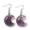 Rack Plating Moon Brass Dangle Earrings for Women EJEW-B064-02P-08-1