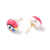Natural Shell Eye Stud Earrings with Enamel EJEW-G334-05-3