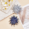 2Pcs 2 Colors Flower Alloy Glass Rhinestone Lapel Pins for Wedding Party JEWB-DR0001-07C-4