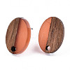 Resin & Walnut Wood Stud Earring Findings MAK-N032-004A-A05-2
