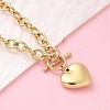 304 Stainless Steel Heart Pendant Cable Chain Necklaces for Women NJEW-C084-05G-3