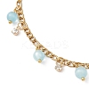 Cat Eye Round Tassel 304 Stainless Steel Twisted Chain Anklets for Women AJEW-AN00698-02-4