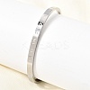 304 Stainless Steel Micro Pave Clear Cubic Zirconia Roman Numerals Open Cuff Bangles for Women SA-CBAC920-09P-3