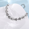 Brass Micro Pave Clear Cubic Zirconia Link Bracelets for Women BJEW-D342-01P-3