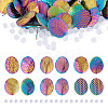 24Pcs 6 Styles 304 Stainless Steel Textured Oval Stud Earrings Findings STAS-TA0002-32MC-2