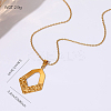 304 Stainless Steel Textured Geometric Pendant Necklaces for Women WG5062C-07-1