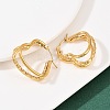 304 Stainless Steel Triple Heart Hoop Earrings EJEW-I320-27G-02-2