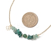 Natural Green Aventurine & Malachite & West African Jade Chip and Round Beaded Pendant 304 Stainless Steel Cable Chain Necklaces for Women NJEW-JN05741-01-3