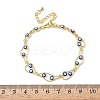 Brass Enamel Flat Round Evil Eye Link Chain Bracelets for Women BJEW-G764-01G-05-5