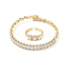 Oval Brass Micro Pave Cubic Zirconia Cuff Bangles & Rings Sets for Women SJEW-R002-06G-08-4
