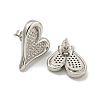 Heart Brass Pave Clear Cubic Zirconia Stud Earrings for Women EJEW-N054-42P-2