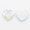 Faceted Heart AB Color Clear AB Acrylic Rhinestone Flat Back Cabochons Garment Accessories X-GACR-D005-1
