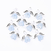 10Pcs Acrylic & Imitation Pearl Flower Angel Pendants PALLOY-YW00055-02-1