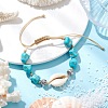 2Pcs Adjustable Synthetic Turquoise Dyed Beads & Natural Cowrie Shell Beaded Braided Bead Bracelets for Women BJEW-JB11544-4