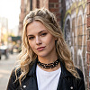 Alloy Round Bead PU Leather Multi-strand Choker Necklaces for Women WGA79C6-01-2