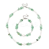 Natural Green Aventurine Chip Beads Bracelets & Necklaces Sets SJEW-JS01357-04-2