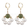 Shell Pearl & Taiwan Jade Leverback Earrings EJEW-JE05927-02-1