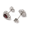 Ion Plating(IP) 304 Stainless Steel Heart Stud Earrings EJEW-C099-13PG-01-3