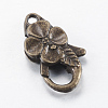 Flower Tibetan Style Alloy Lobster Claw Clasps X-PALLOY-S040-08AB-NF-2