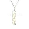 Opalite Double Terminal Pointed Faceted Bullet Copper Wire Wrapped Tree of Life Pendant Alloy Chain Necklaces FS-WG07FDC-09-1