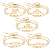 5 sets 5 styles 304 Stainless Steel Paperclip Chains & Cable Chain Bracelet Sets BJEW-PH0004-43-1