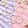 5Pcs 5 Styles Daisy Flower Alloy Enamel Charm Bracelet Sets BJEW-JB10545-2