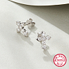 Rhodium Plated 925 Sterling Silver Micro Pave Cubic Zirconia Stud Earrings CN4447-1-2