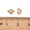 Brass Pave Clear Cubic Zirconia Heart Links Connector Charms KK-H515-01A-G-3