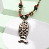 Ceramic Fish Pendant Adjustable Waxed Cord Necklaces for Women LS-NJEW-B146-04-1