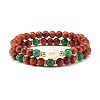 Natural Wood Round Beads Bracelets Set BJEW-JB07275-1