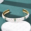 304 Stainless Steel Enamel Cuff Bangles for Women LS-BJEW-H637-02B-G-2