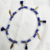 Bohemian Style Alloy Feather Charm Tassel Plastic Seed Beaded Stretch Anklets FS-WGB8A48-14-1