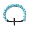Round Synthetic Turquoise Bead Stretch Bracelets BJEW-F493-05EB-02-2