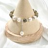 Natural Labradorite & Natural Pearl Bead Charm Bracelets BJEW-JB14141-02-2