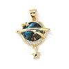 Brass Micro Pave Clear Cubic Zirconia with Resin Pendants KK-L239-048G-01-1