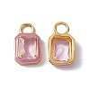 Pink Glass Rectangle Pendants KK-I696-10G-04-1