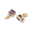 Natural Amethyst Square Charms KK-Z137-15G-02-2