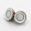 Platinum Plated Oval Alloy Enamel Magnetic Clasps with Loops ENAM-P104-02-3
