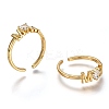 Brass Micro Pave Clear Cubic Zirconia Cuff Rings RJEW-C100-15G-2