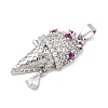 Brass Micro Pave Clear & Hot Pink Cubic Zirconia Pendants KK-A277-35P-2