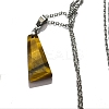 Natural Tiger Eye Trapezoid Pendant Necklaces PW-WG52881-10-1