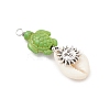 5Pcs 5 Styles Natural Cowrie Shell & Dyed Synthetic Turquoise Turtle Copper Wire Wrapped Pendants PALLOY-JF04034-01-4
