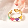 201 Stainless Steel Enamel Open Cuff Ring for Women LS-RJEW-A053-04G-02-1