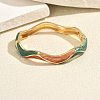 Zinc Alloy Enamel Irregular Wave Open Hinged Cuff Bangles for Women Daily Wear XR9977-1-1